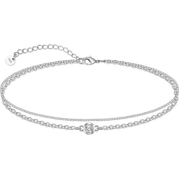 925 Sterling Silver Ankle Bracelet Multilayer Anklets for Women Satellite, Star - Picture 7 of 7